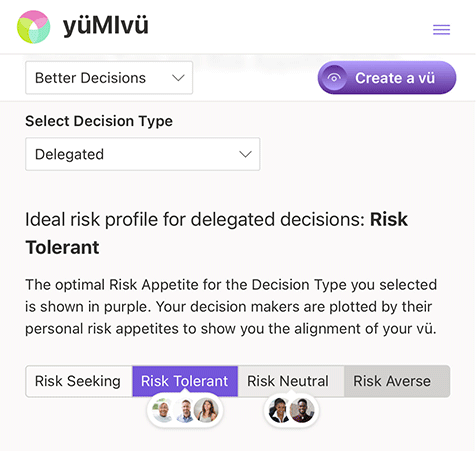 Application screenshot: Decisions
